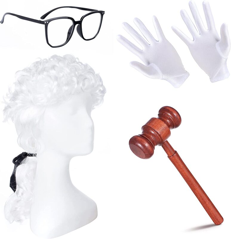 FITTO Lawyer Costume for Kids with Gavel, Wig and Glove, Perfect for Dress up Play and Halloween