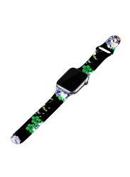Kidwala Silicone Flower Pattern Watch Band for Apple Watch 42mm/44mm, Black Green lavendar