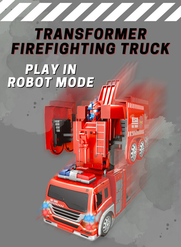 FITTO Firefighter Truck That Transforms From Truck to Robot, Red