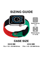 Kidwala Silicone Beautiful Contrast Colored Sports Watch Band for Apple Watch 38mm/40mm, Green/Black/Red