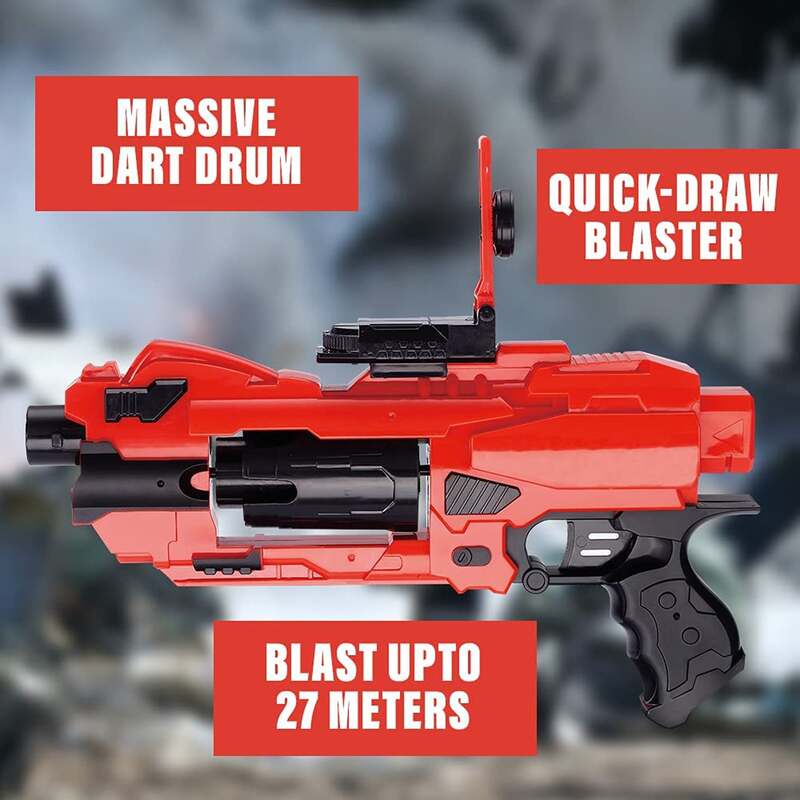 FITTO Automatic hand blaster gun with 20 soft blasters, 6-dart rotating drum, Gift for Youth, Teens, Adults