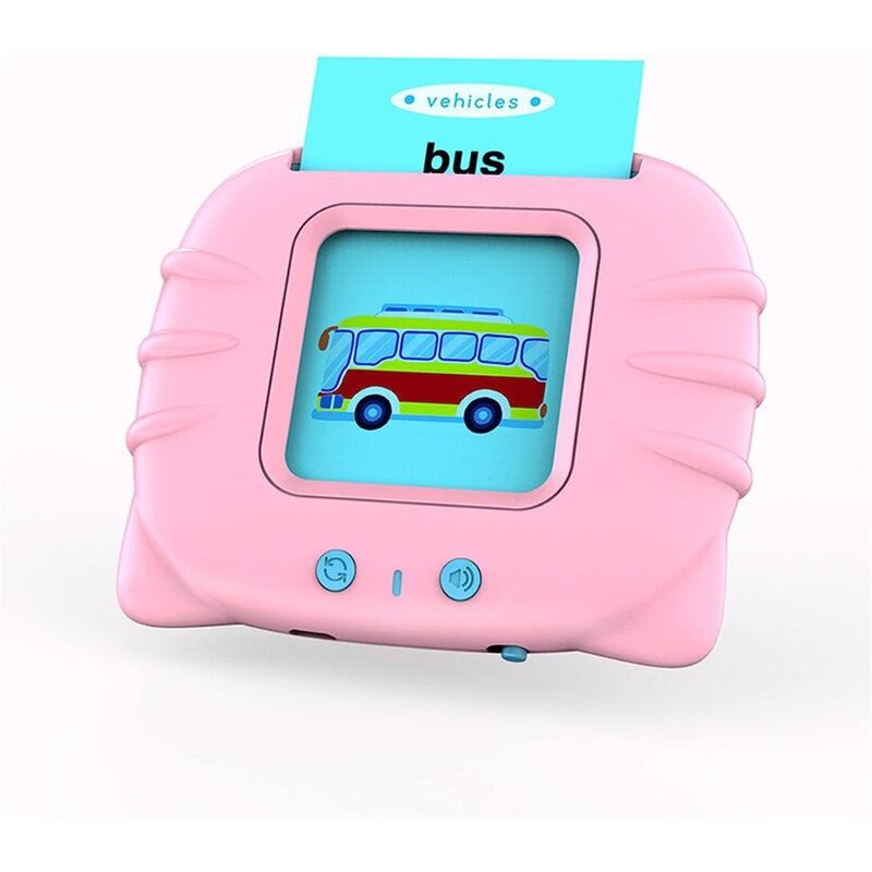 FITTO Educational Toy for Toddlers - Interactive Learning Cards with Audio Responses, Pink