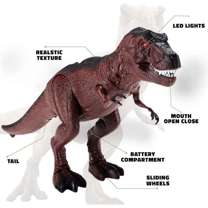 Fitto Remote Control Walking Dinosaur Toys Dinosaur Robot, With Glowing Eyes and Roaring Sound Realistic T-Rex Dinosaur Toy Figure for Kids Brown