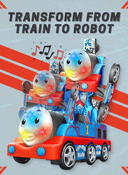 FITTO Retro Train Transformer Toy from Train to Robot, Blue