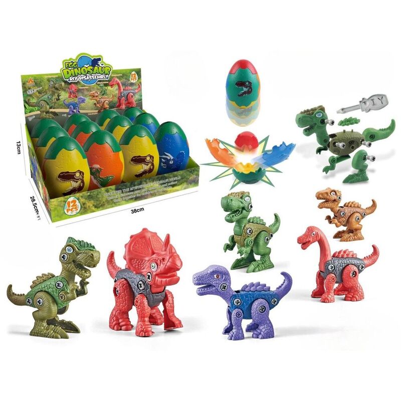 FITTO Dinosaur Egg Puzzle Toy - Surprise Blind Box, Assembly and Disassembly for Kids, Assorted pack of 12