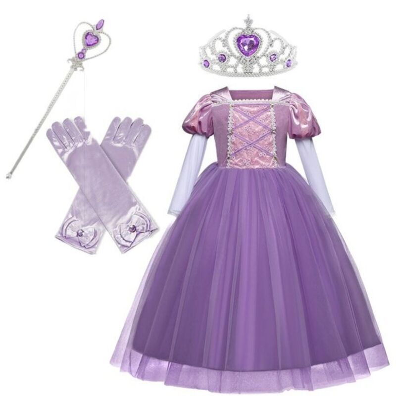 FITTO Rapunzel Princess Sofia Costume with Accessories for Girls