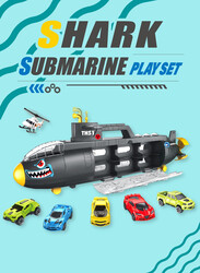 FITTO Shark Submarine Playset for Kids, Submarine Car Holder, Black and Yellow