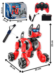 FITTO RC Gesture Robot Pet Dog Multifunctional for Kids, Gesture Controlled 360° Rotation With Side Move Mode, Red