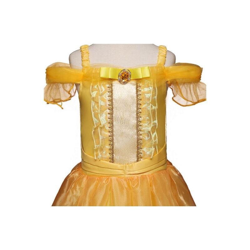 FITTO Belle Costume Princess Dress Up Set Yellow Gown, Tiara, and Wand for Imaginative Play, size 110