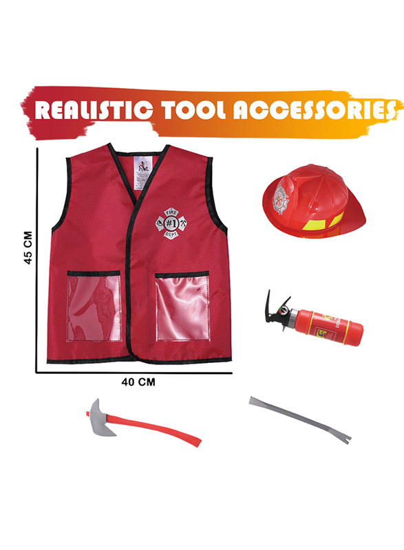 Kidwala Firefighter Role Play Costume Set, Red, Ages 3+