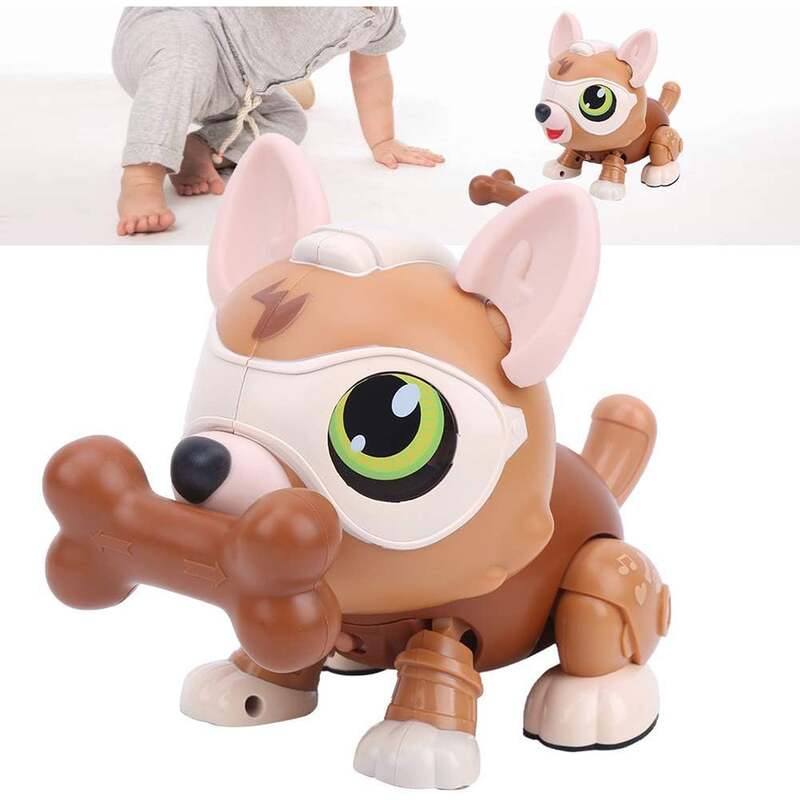 FITTO Singing Robotic Dog, Robot Puppy, Boys and Girls Christmas Gifts for Kids Over 3 Years Birthday Gifts, Magic Pet Dog Brown