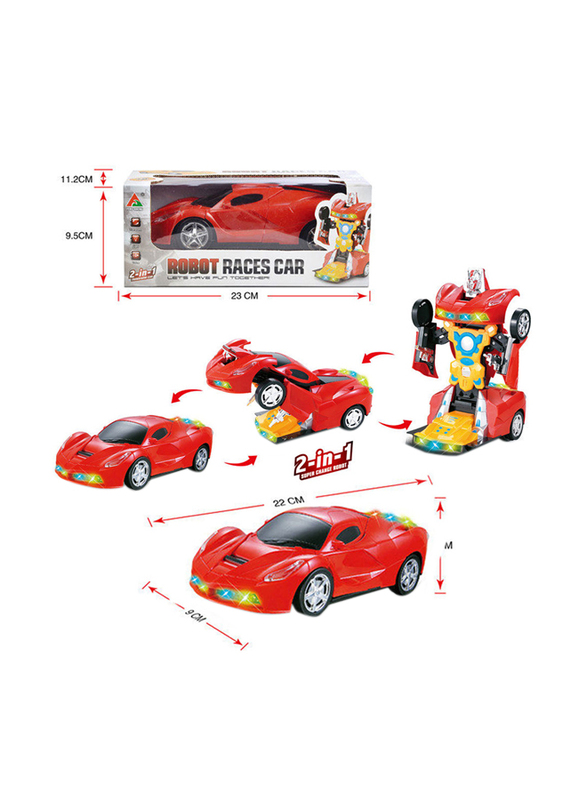 Kidwala Transformer Remote Control Sports Car with Battery, Red, Ages 6+