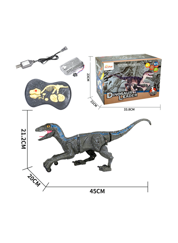 Kidwala Rechargeable Intelligent Remote Control Dinosaur, Grey, Ages 6+