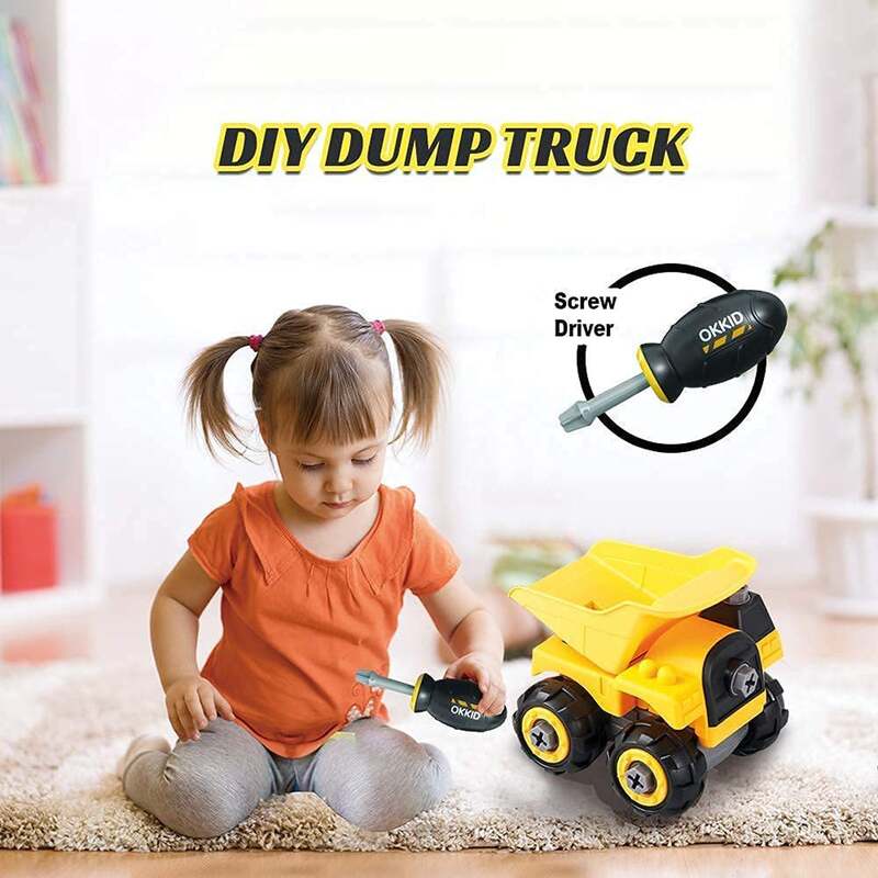 FITTO Take Apart Engineering Car Dumper Truck for Boys with Screwdriver Play Kit STEM toys for 3 Year Old