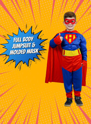 FITTO kids costume set for kids, superman Costume for kids with pants, Mask, and accessories, Large