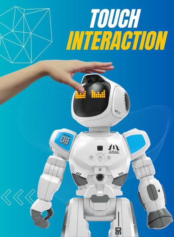 FITTO Programmable Large Smart Robot for Kids, Touch Interactive RC Robot with Voice Control and APP Control with 50+ Commands, White