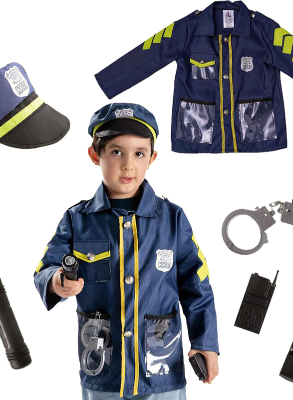 Kidwala Policeman Role Play Costume Set, Blue, Ages 3+