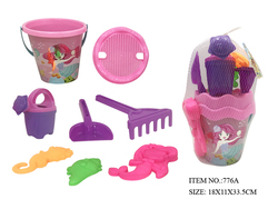 FITTO Cute Girly Sand Toys with Shovel, Molds, Sprinklers, and Rake - Perfect Beach Bucket for Kids - Sand Castle Toys for Beach