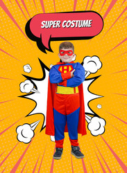 FITTO kids costume set for kids, superman Costume for kids with pants, Mask, and accessories, Large