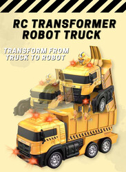 FITTO RC Construction Truck Transformer Toy, Dumpster Truck to Robot, Yellow