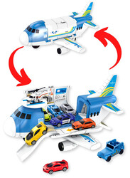 FITTO Toy Airplane Playset With Air Transport Set for Cars, Blue