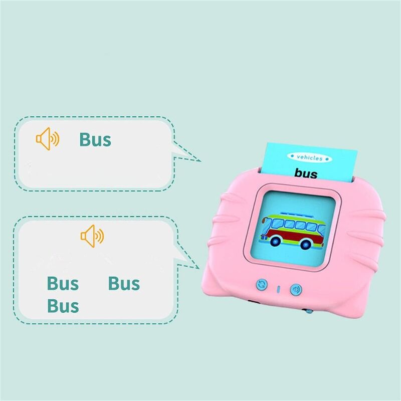 FITTO Educational Toy for Toddlers - Interactive Learning Cards with Audio Responses, Pink