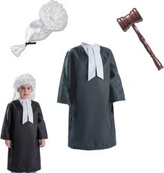 FITTO Lawyer Costume for Kids with Gavel, Wig and Glove, Perfect for Dress up Play and Halloween