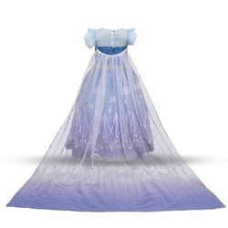 FITTO Frozen Inspired Girls Princess Dress with Glittering Snowflake Pattern and Tulle Skirt, size 130