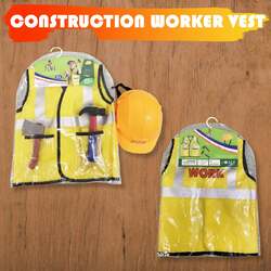 Fitto Construction Worker Role Play Costume Set - Kids Construction Worker Costume Dress Up Pretend Play Outfit with Rescue Tools and Accessories Kids Toys, Career Costumes for Kids