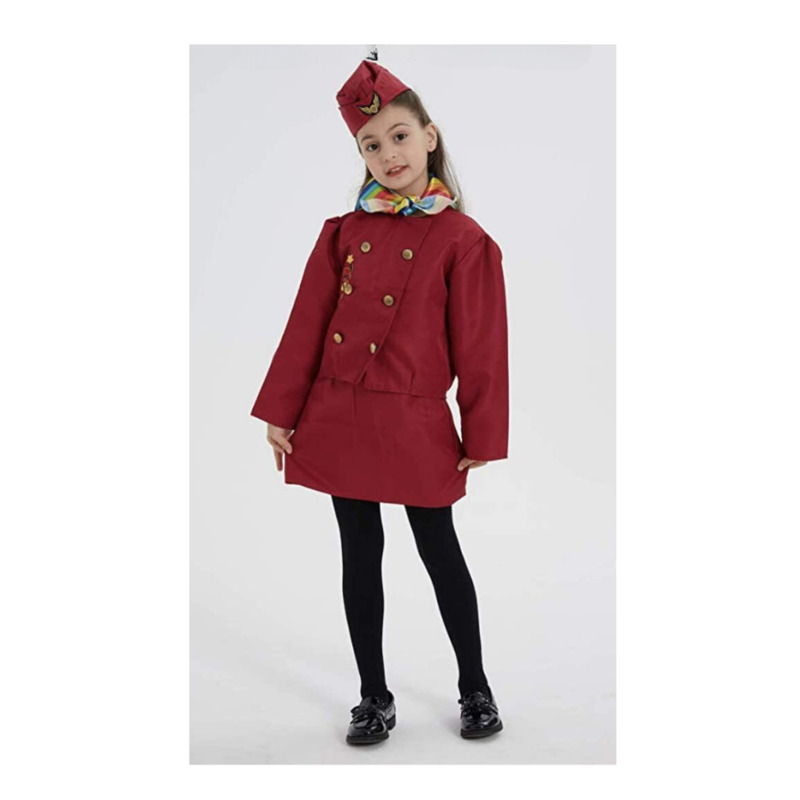 FITTO Costume Flight Attendant Dress Pretend Play Uniform for Kids