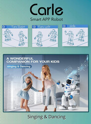 FITTO Advanced Humanoid Smart Robot with APP control, Touch Interactive RC Robot with Voice Control for Kids and 9 Flexible Joints, White