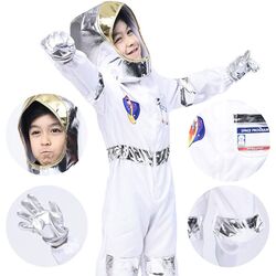 FITTO Children's Party Game Astronaut Costume - Rocket Space Suit Design for Role-Playing, Halloween, and Cosplay