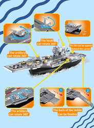 FITTO 50 PCS Aircraft Model Carrier Building Playset, Military Toy Battleship Model Building, Gray