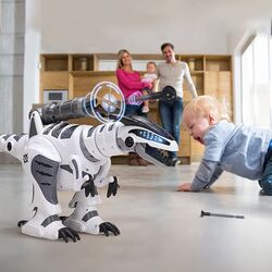 FITTO Interactive Robotic Dinosaur Toy - Programmable Robot Raptor with Realistic Movements and Sounds