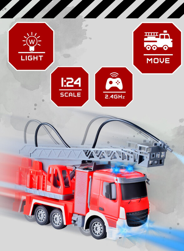 FITTO RC Firefighter Toy with Spray Mode Fire Truck Toy with a Water Gun, Red