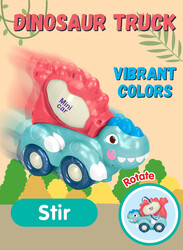 FITTO Dinosaur Mixer Car Toy for Toddlers, Infants, and Kids with Cute Sound and Light, Blue