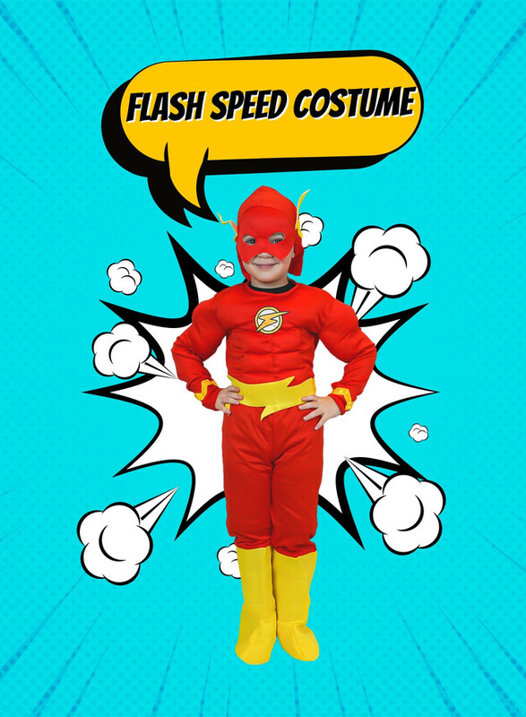 FITTO kids costume set for kids, The Flash Costume for kids with pants, Mask, and accessories, Large