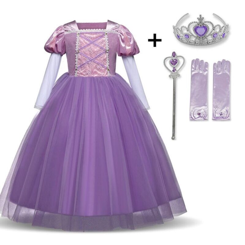 FITTO Rapunzel Princess Sofia Costume with Accessories for Girls