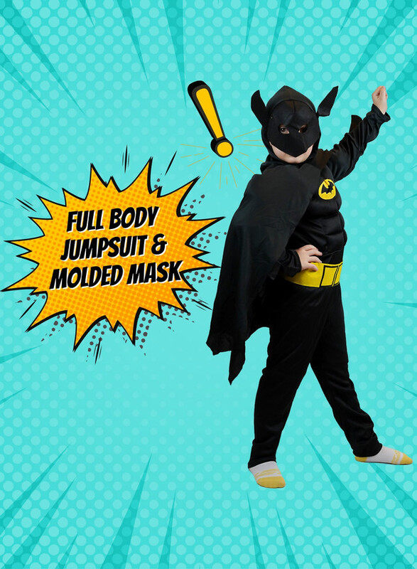 FITTO kids costume set for kids, Batman Costume for kids with pants, Mask, and accessories, Medium