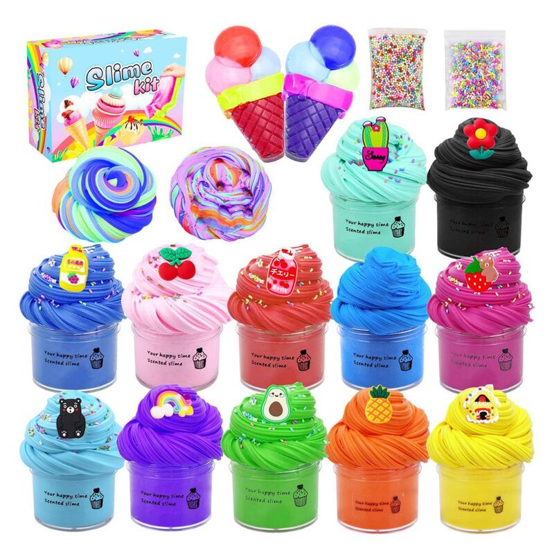 FITTO Mermaid Surprise Slime Kit with Glitter, 12 pcs