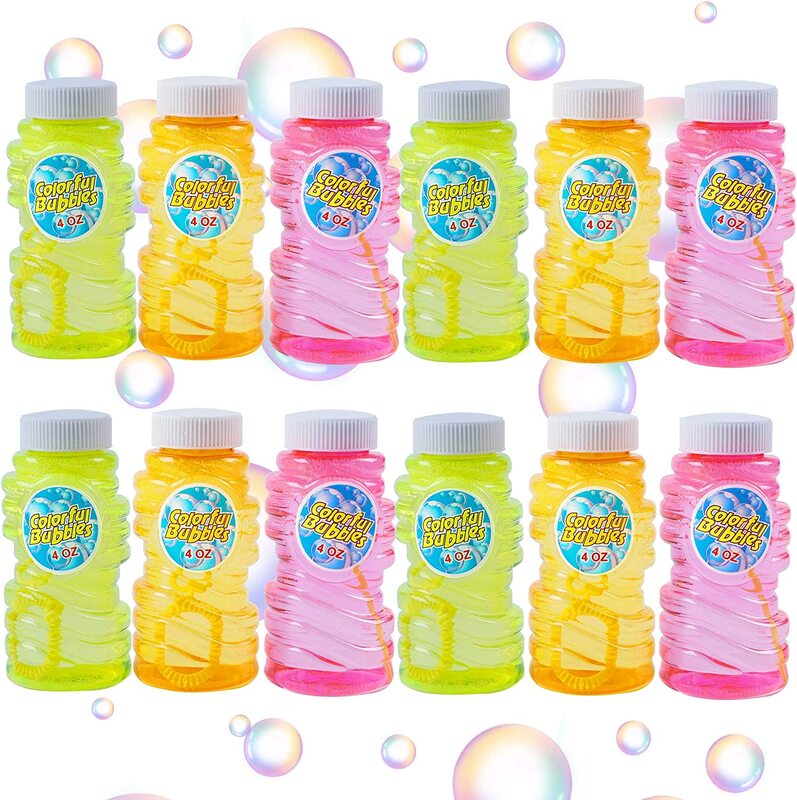 FITTO Colourful Bubbles - 120ml Bottle of Fun for Kids Outdoor Play, Assorted Colors, Pack of 12