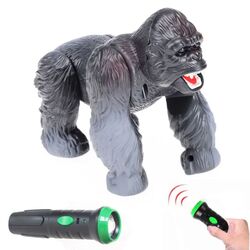 FITTO Electric Orangutan Toy - Lifelike Remote- Controlled Gorilla with Silver Back for Children