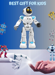 FITTO Programmable Large Smart Robot for Kids, Touch Interactive RC Robot with Voice Control and APP Control with 50+ Commands, White