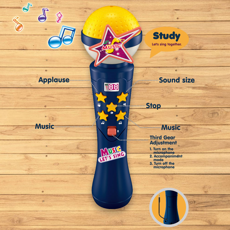 Kidwala Karaoke Microphone with Built in Music and Flashing Light, Blue, Ages 3+