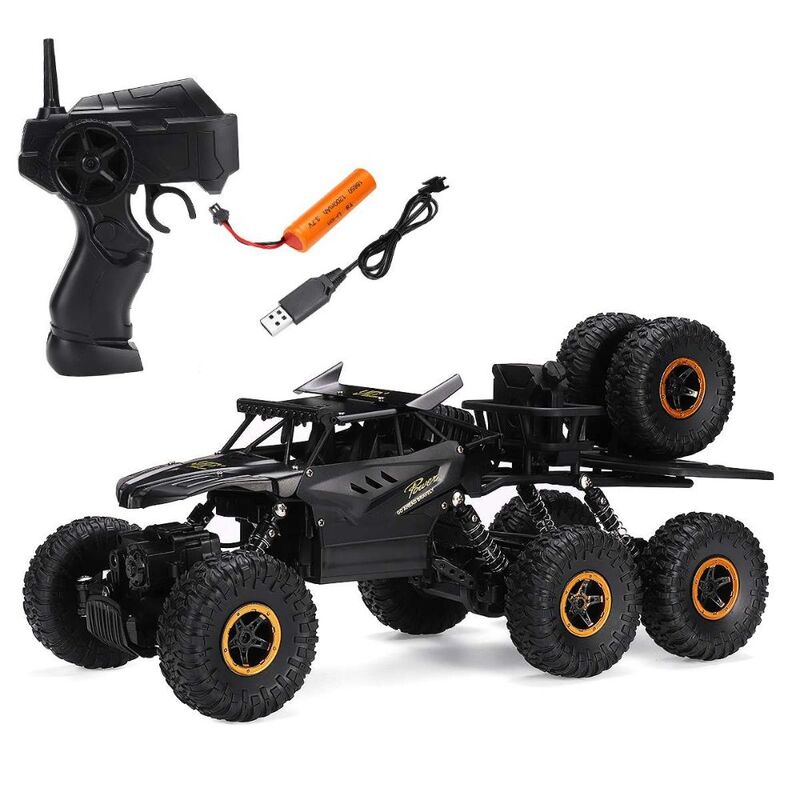 FITTO 6X6 Rock Crawler Remote Control Car for kids 1:10 alloy six-drive 2.4G Toys for Boys, Monster Trucks for boys, Black