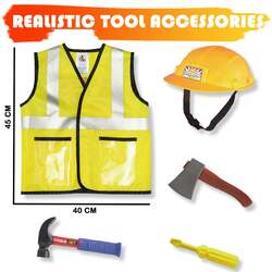 Fitto Construction Worker Role Play Costume Set - Kids Construction Worker Costume Dress Up Pretend Play Outfit with Rescue Tools and Accessories Kids Toys, Career Costumes for Kids