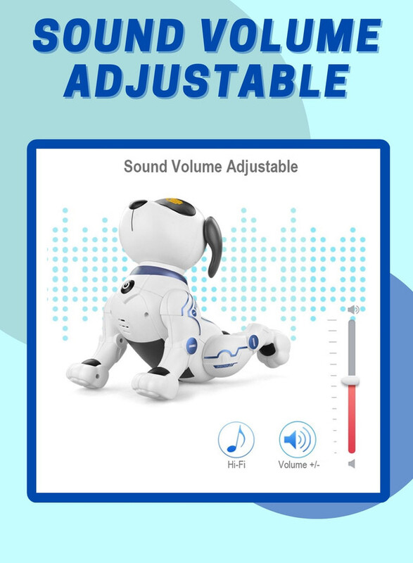 FITTO RC Robot Pet Dog Multifunctional for Kids, Programmable Voice Control Handstand Pet, Interactive Smart Robot Dogs, White