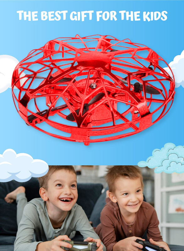 FITTO Flying Hover Ball Drone for Kids With Hands-Free Motion, Hand Operated Drone for Kids, Red