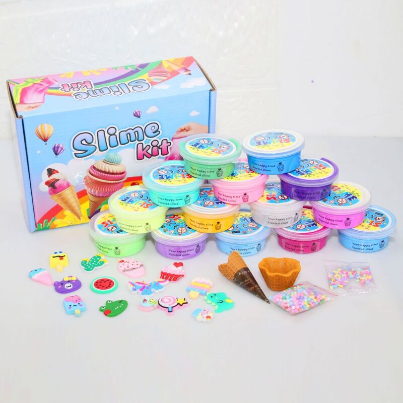 FITTO Mermaid Surprise Slime Kit with Glitter, 15 pcs