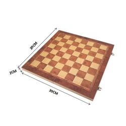 FITTO High Quality 3in1 Wooden Classic Chess Set, Checkers and Backgammon - Handcrafted Design for All Ages, 39CM